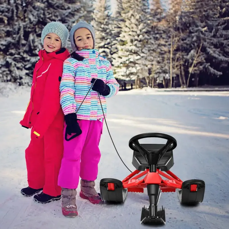 Snow Racer Sled with Twin Brake System and Stable Slider Board Design