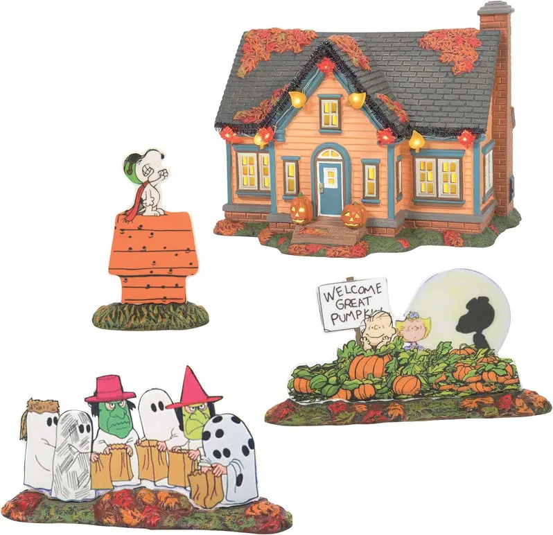 Snow Village Trick-or-Treat Lane – Peanut House Miniature Halloween Display