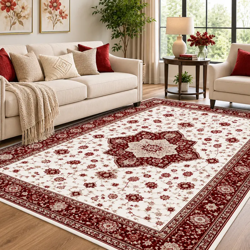 Soft-Touch 8 x 10 Foot Indoor-Outdoor Area Rug with Non-Slip TPR Backing