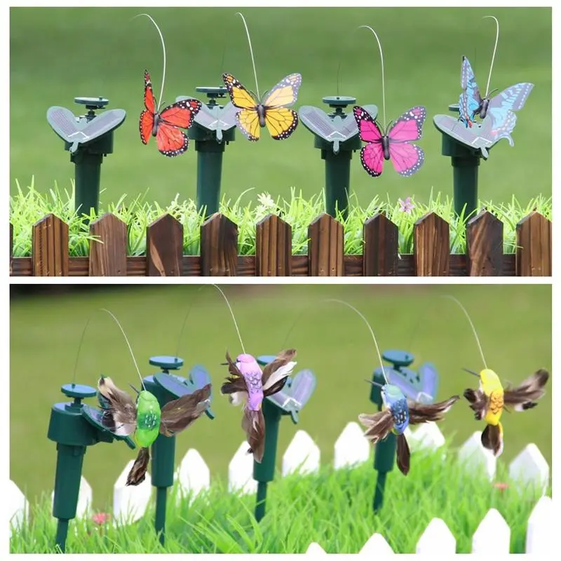 Solar Dancing Hummingbird and Butterfly Ornament | Animated Garden Accent