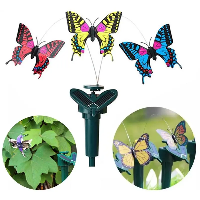 Solar Dancing Hummingbird and Butterfly Ornament | Animated Garden Accent