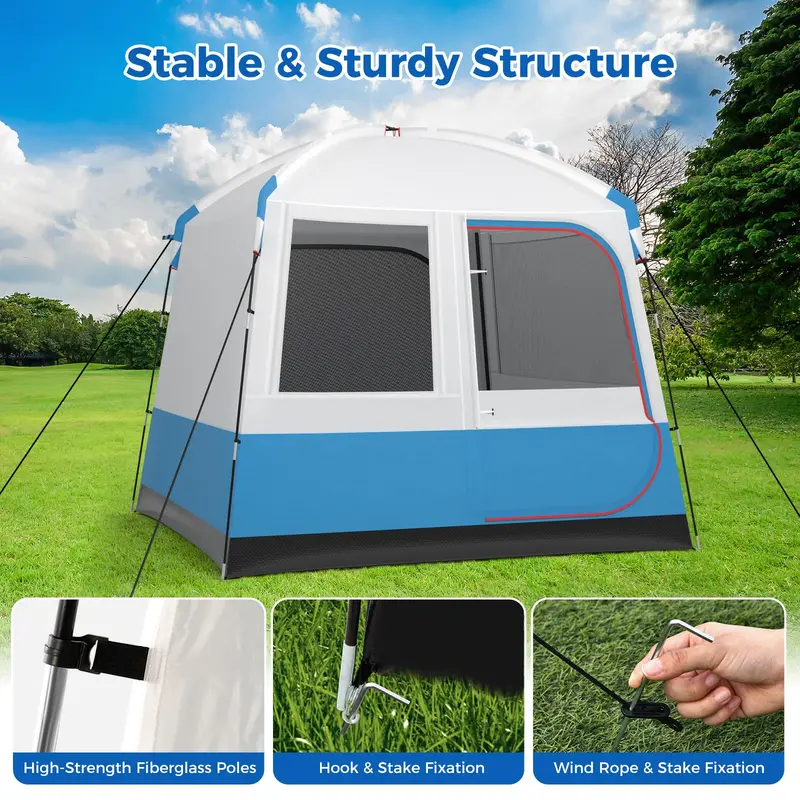 Spacious 3–5 Person Camping Tent — Cabin-Style Shelter with Double-Layer Mesh Front Door