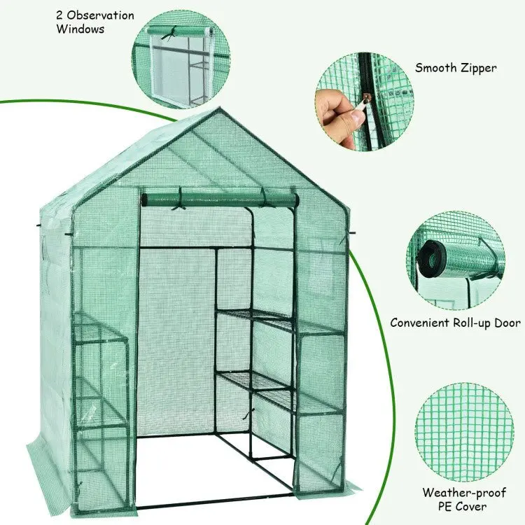 Spacious 56-Inch Walk-In Garden Greenhouse with Observation Windows