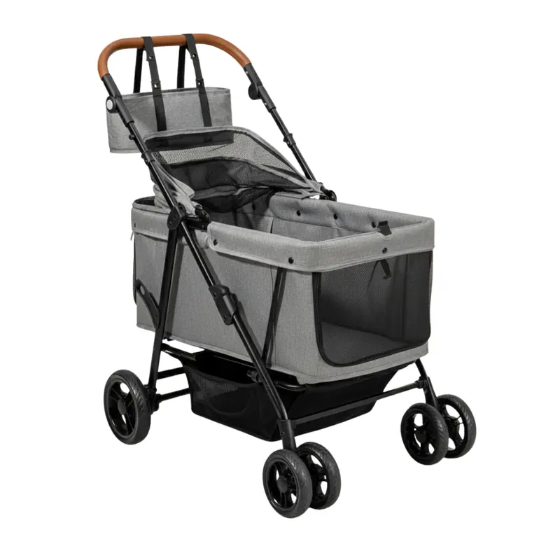 Spacious Foldable Dog Stroller for Medium to Large Breeds – Ventilated Cabin