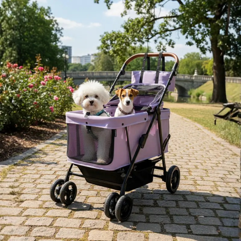 Spacious Foldable Dog Stroller for Medium to Large Breeds – Ventilated Cabin