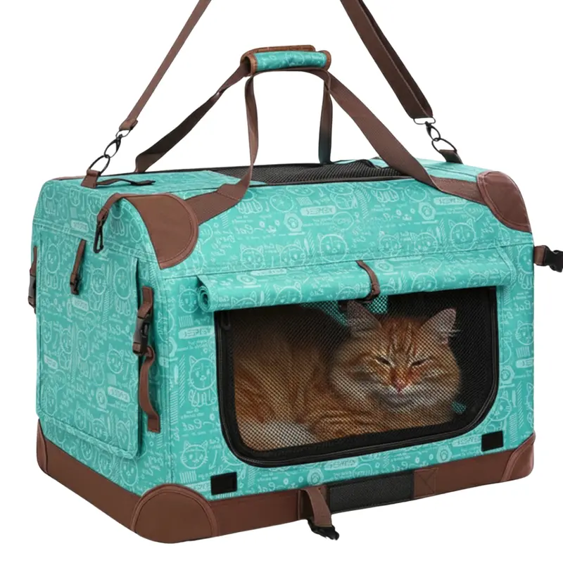 Spacious Foldable Pet Carrier with Integrated Seatbelt Loops – Large Soft Travel Bag