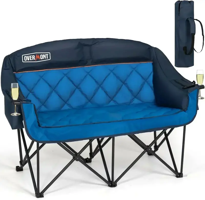 Spacious Two-Person Outdoor Sofa Chair — Extra-Large Foldable Lawn Loveseat