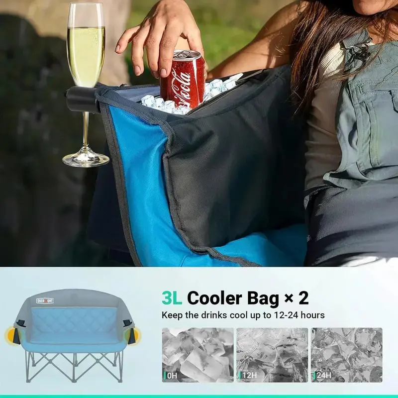 Spacious Two-Person Outdoor Sofa Chair — Extra-Large Foldable Lawn Loveseat