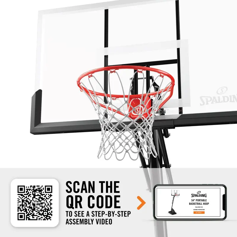 Spalding 54-Inch Portable Basketball Hoop – Shatterproof Polycarbonate Backboard with ExactaHeight Adjustment