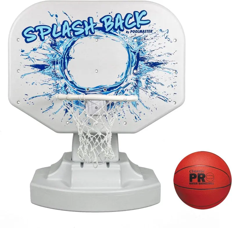 Splashback Poolside Basketball Game – Compact Blue Hoop System (34"W x 38"D x 45"H) for Backyard Fun