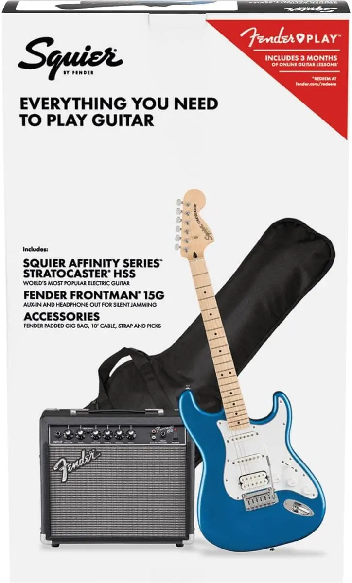 Squier Affinity Stratocaster HSS Guitar Pack — Maple Fingerboard, Lake Placid Blue 2