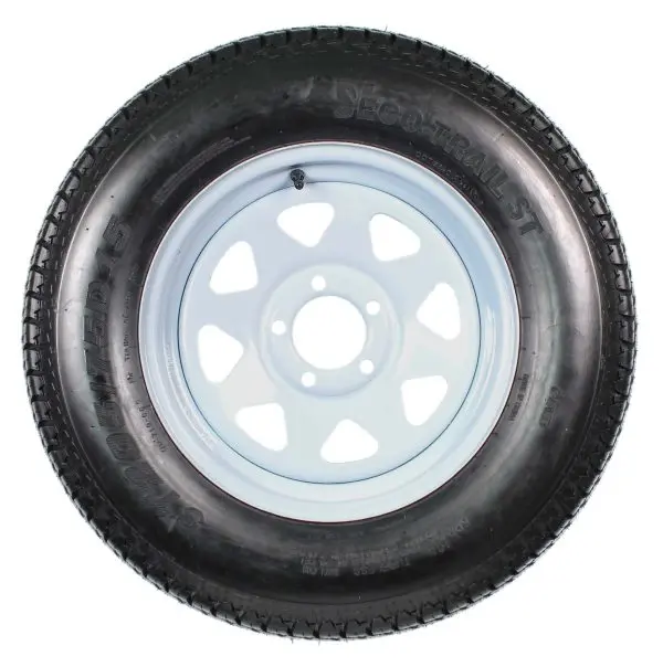 ST205/75D15 Trailer Tire & Rim Combo – 2-Pack, LRC Load Rating, White Spoke Design