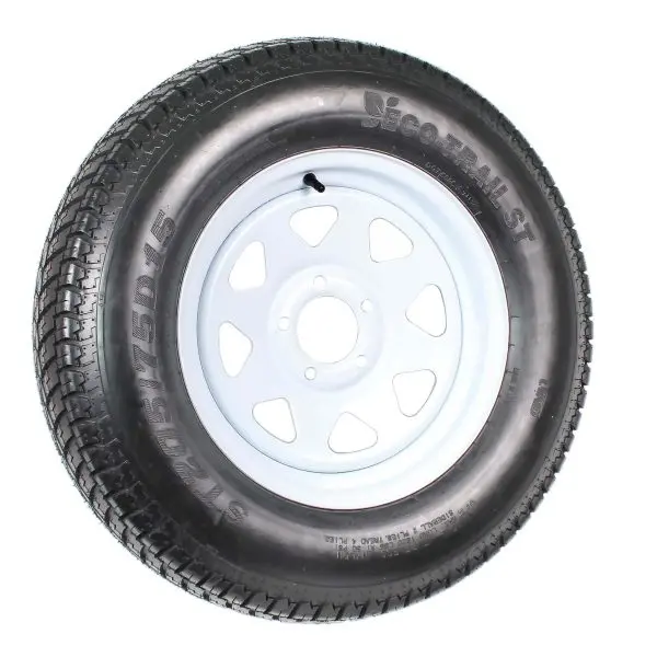 ST205/75D15 Trailer Tire & Rim Combo – 2-Pack, LRC Load Rating, White Spoke Design