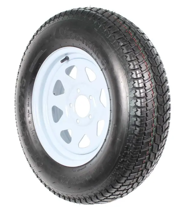 ST205/75D15 Trailer Tire & Rim Combo – 2-Pack, LRC Load Rating, White Spoke Design