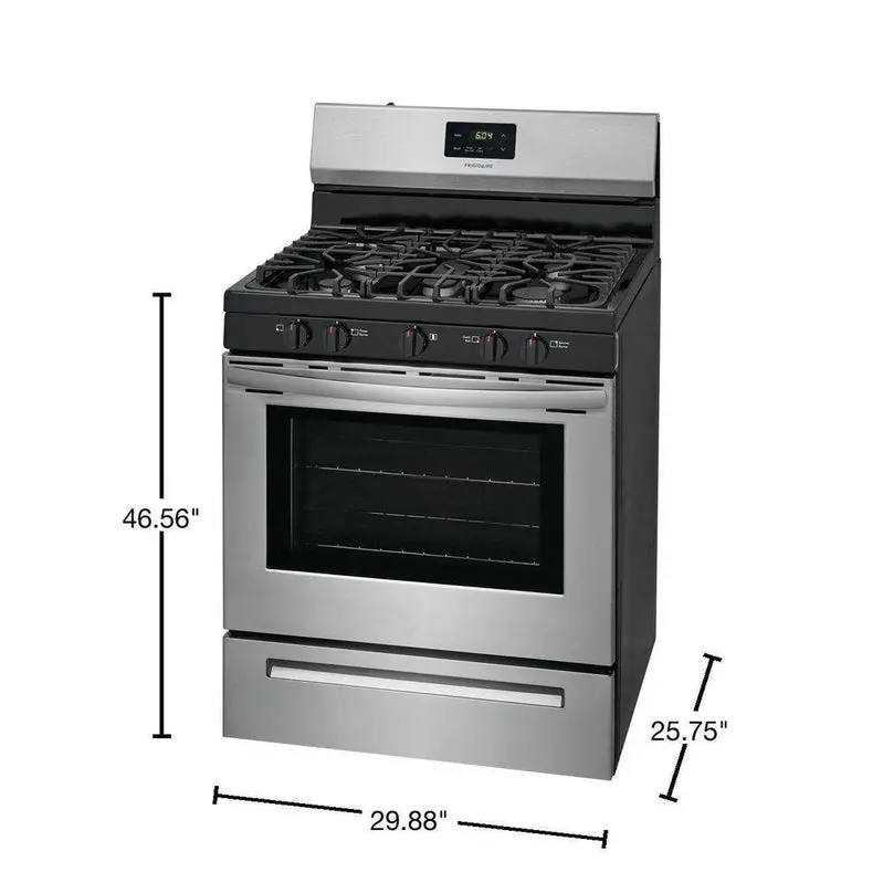 Stainless Steel 30-Inch Gas Range by Frigidaire – 5-Burner Layout, Freestanding Design