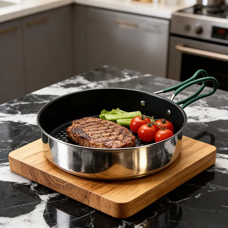 Stainless Steel Camping Cookware Set – Frying Pan, Saucepan & Kettle with Foldable Handles