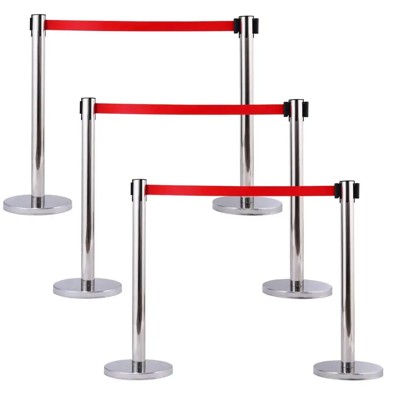 Stainless Steel Crowd Control Stanchions – 6-Piece Durable Barrier Kit 1