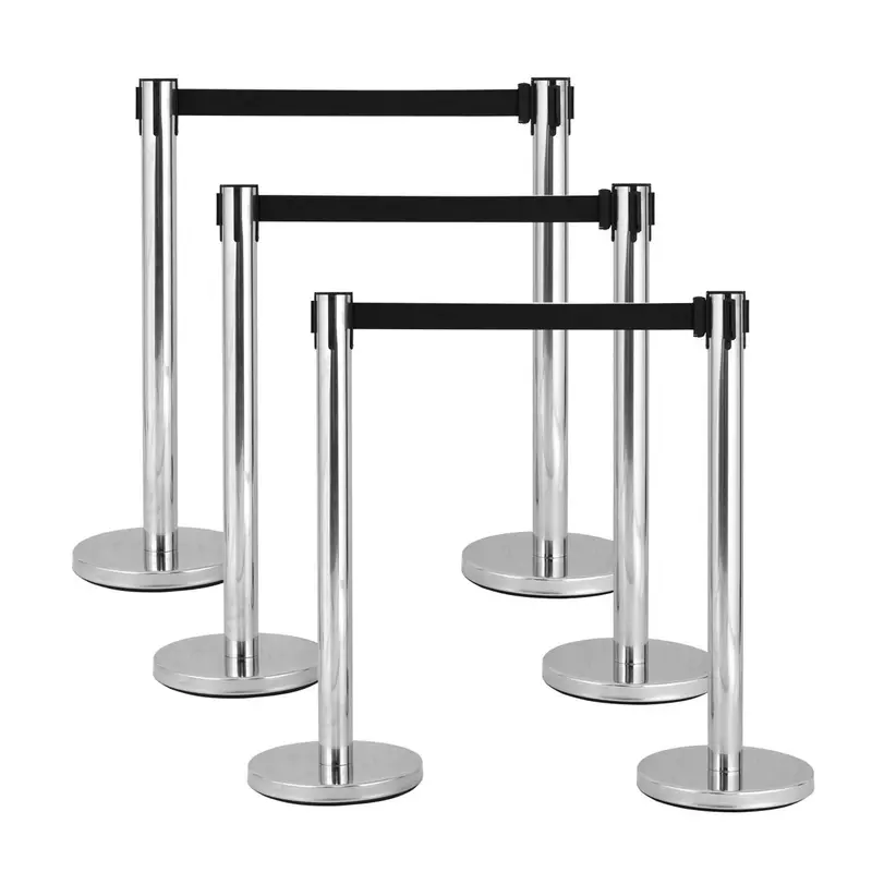Stainless Steel Crowd Control Stanchions – 6-Piece Durable Barrier Kit