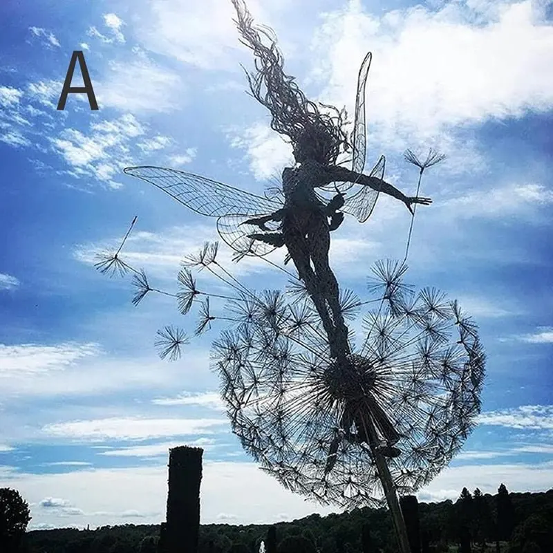 Stainless Steel Dancing Fairy Garden Statue with Artistic Detailing