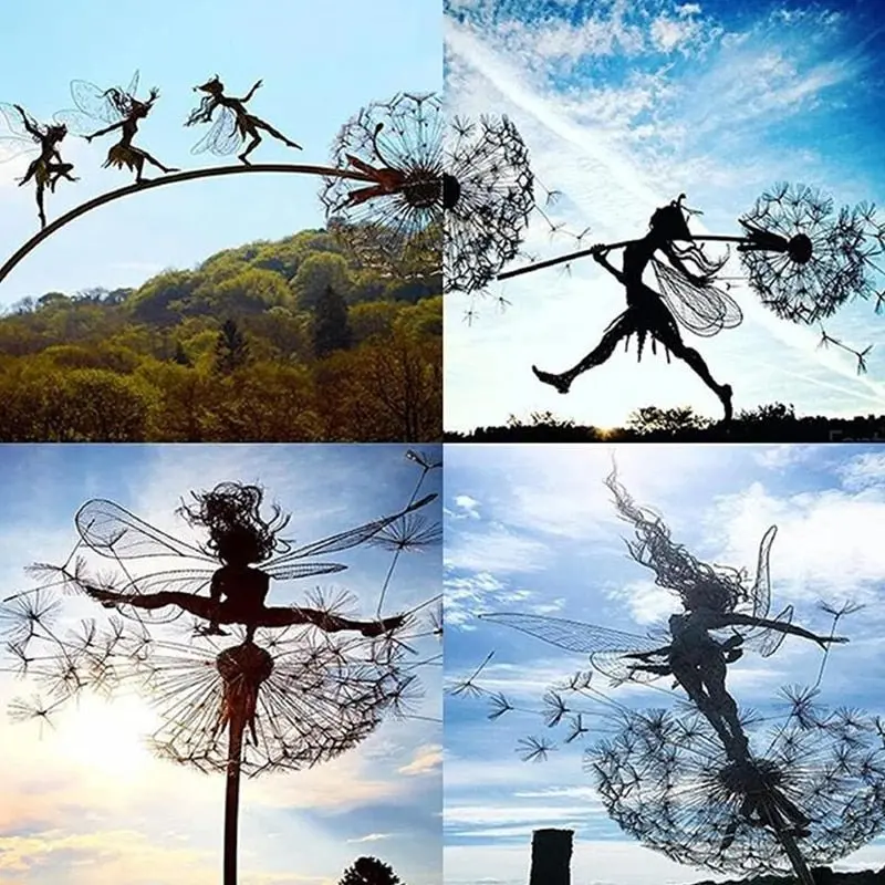 Stainless Steel Dancing Fairy Garden Statue with Artistic Detailing