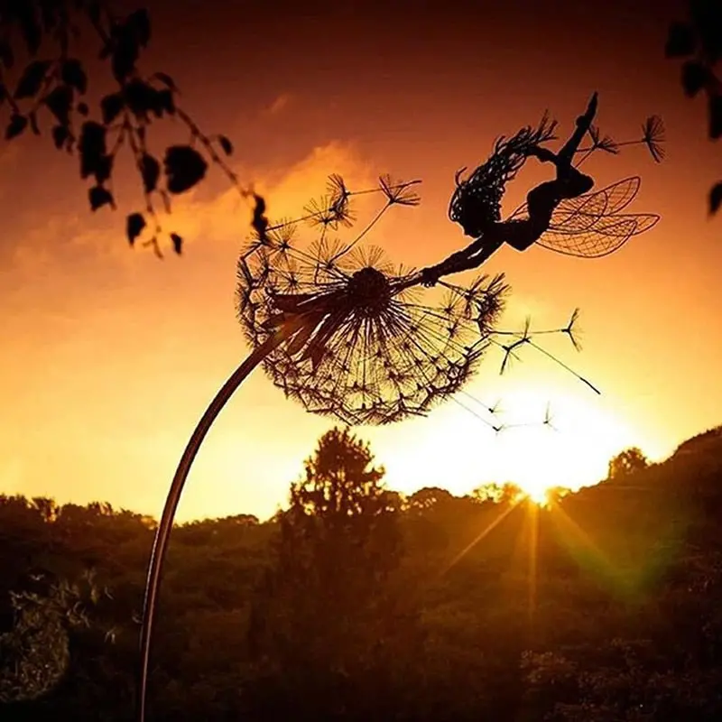 Stainless Steel Dancing Fairy Garden Statue with Artistic Detailing