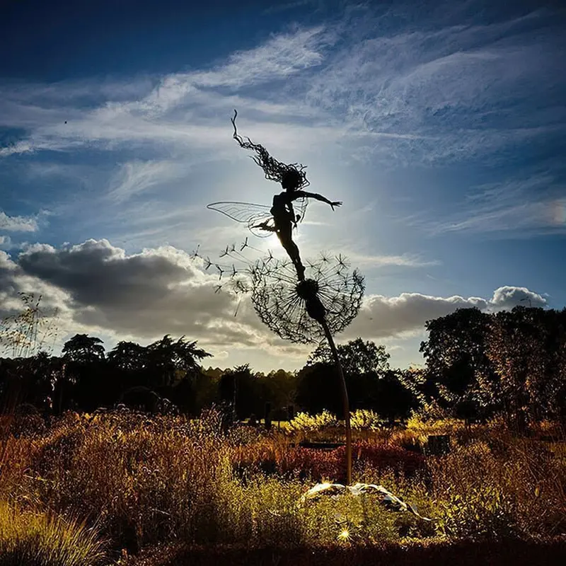 Stainless Steel Dancing Fairy Garden Statue with Artistic Detailing