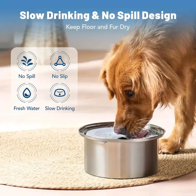 Stainless Steel No-Spill Travel Dog Bowl – Float-Activated Design for Cars & On-the-Go Use