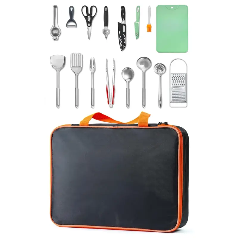 Stainless Steel Outdoor Cooking Tool Kit with Carry Bag 2