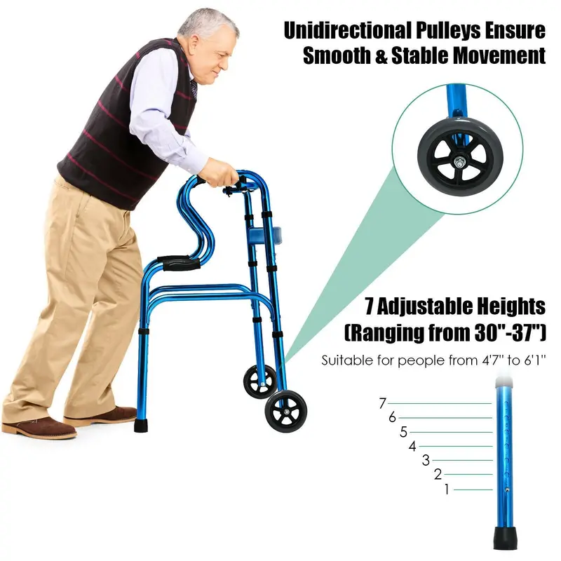 Standard Foldable Walker – 440-Lb Weight Capacity Mobility Aid