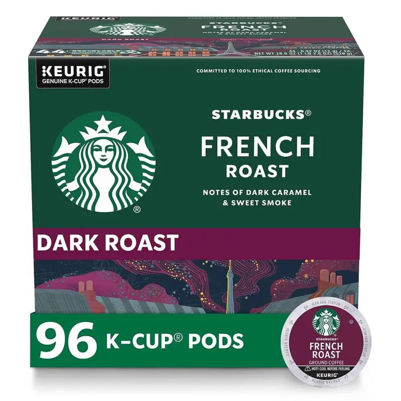 Starbucks French Roast K-Cup Pods – Dark Roast Arabica Coffee, 96-Count, Keurig Compatible