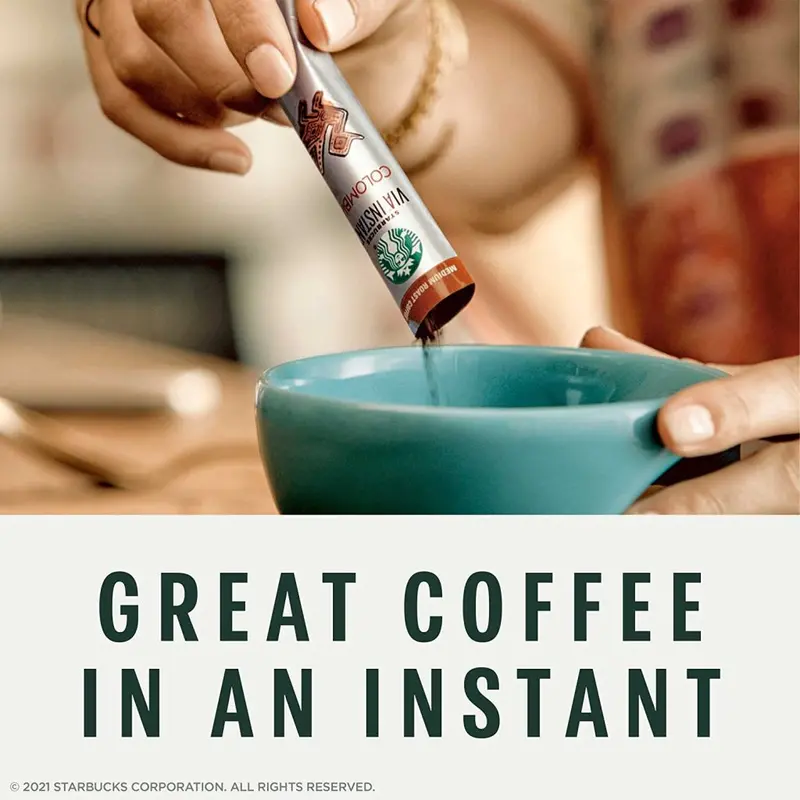 Starbucks VIA Instant Decaf Italian Roast – Dark Roast Arabica, 50 Single-Serve Packets