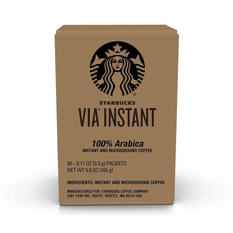 Starbucks VIA Instant Decaf Italian Roast – Dark Roast Arabica, 50 Single-Serve Packets