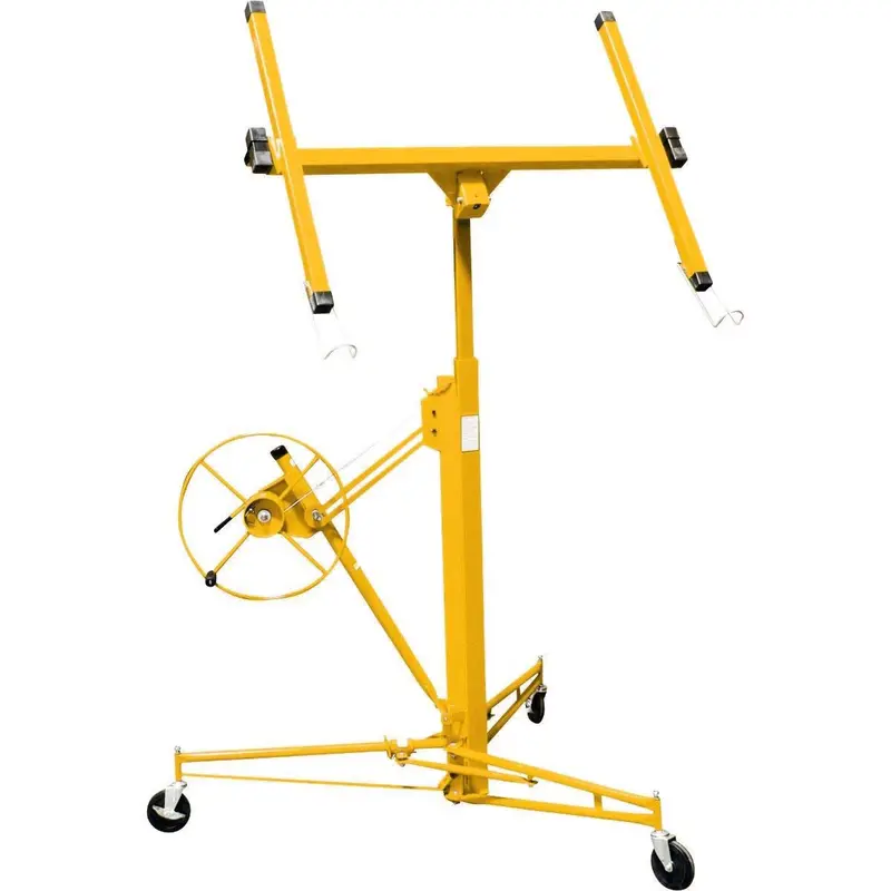 Stark USA 65044 Heavy-Duty Rolling Drywall Lift – 11-Foot Yellow Sheetrock Hoist Jack
