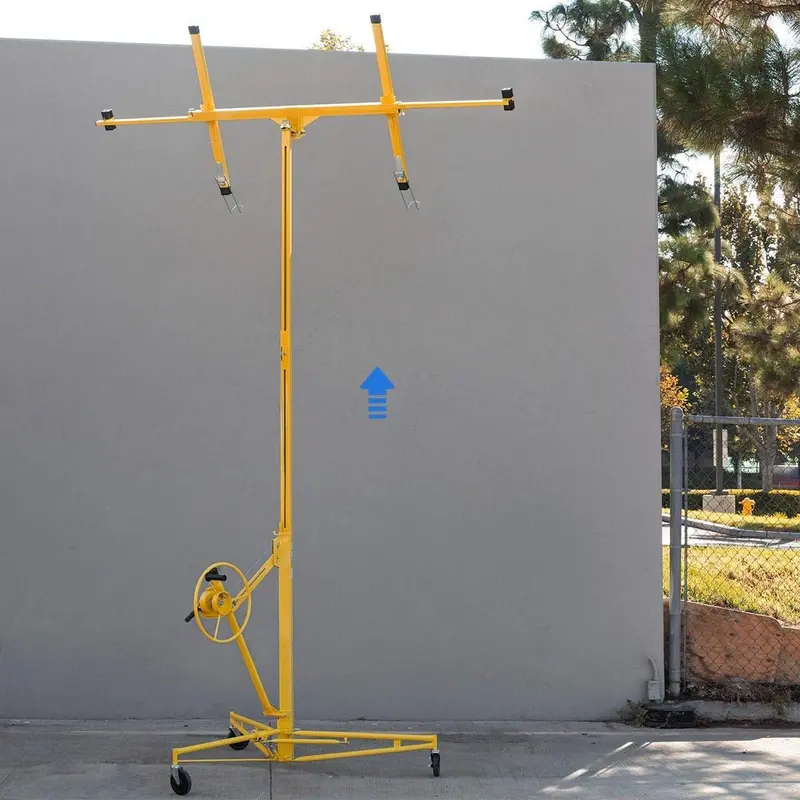 Stark USA 65044 Heavy-Duty Rolling Drywall Lift – 11-Foot Yellow Sheetrock Hoist Jack
