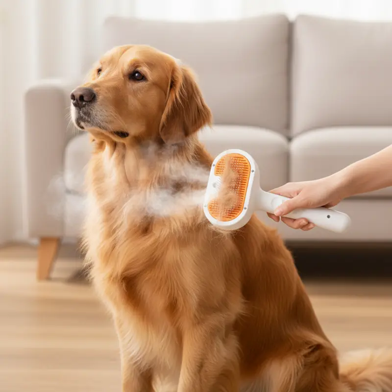 Steam & Mist Pet Grooming Brush for Dogs & Cats – Self-Cleaning Design