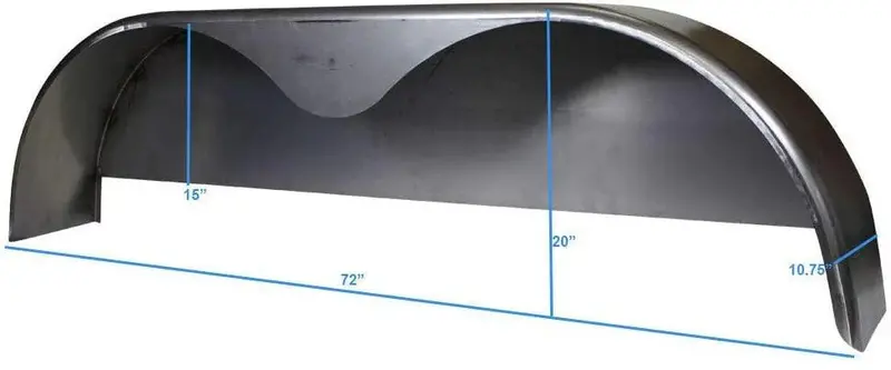Steel Tandem-Axle Trailer Fender Set – 72" x 10.75", Welded Back Plate (2-Pack) 2
