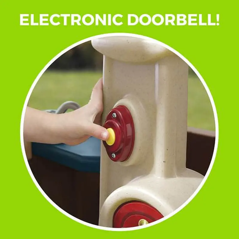 Step2 Neat & Tidy Cottage II Playhouse – Weather-Resistant Brown Plastic Kids’ Outdoor Toy with Dutch Door & Pretend Kitchen