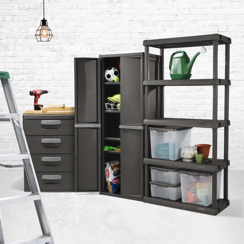 Sterilite 4-Drawer Heavy-Duty Plastic Storage Unit – Flat Gray, BPA-Free, Modular Organizer
