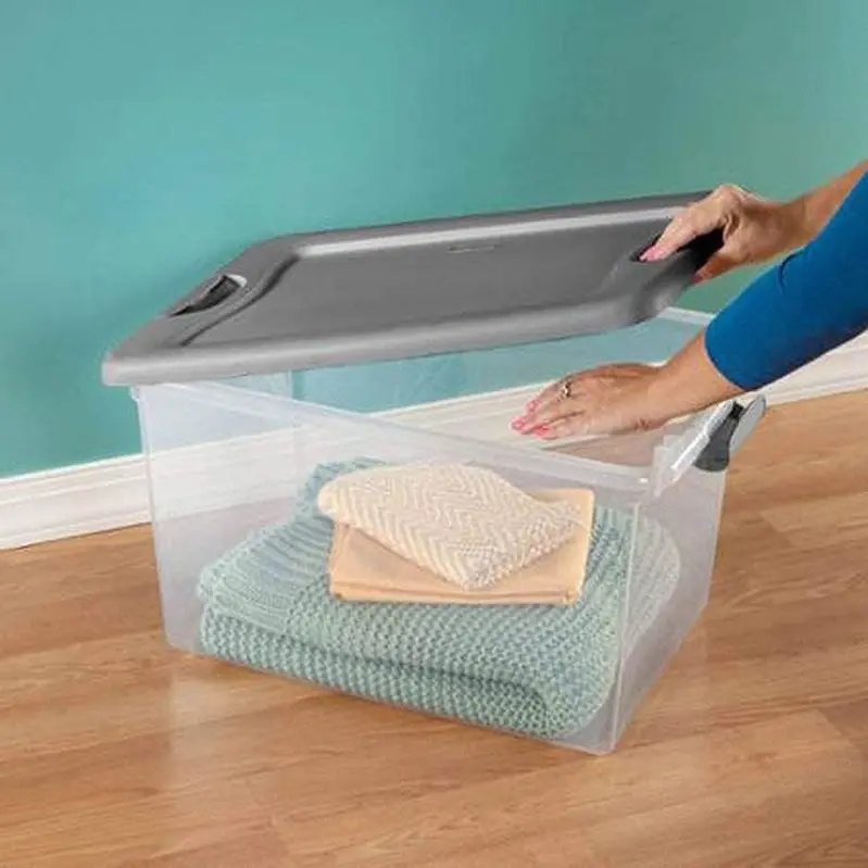 Sterilite 64-Quart Clear Storage Totes with Lids – Set of Six Durable Bins