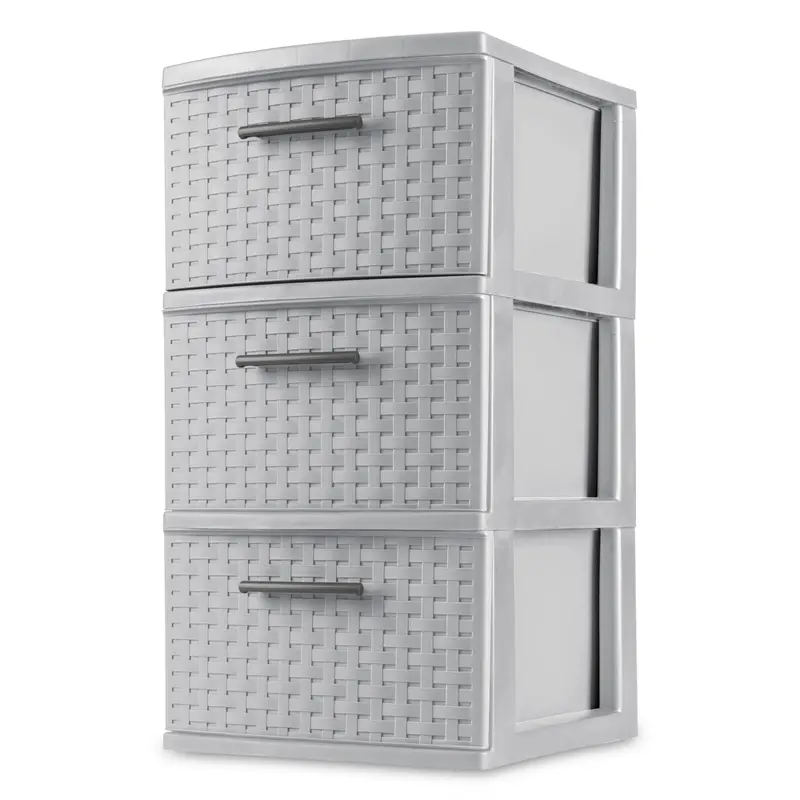 Sterilite Cement-Weave 3-Drawer Vertical Storage Tower