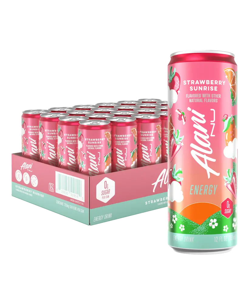 Strawberry Sunrise Energy Drink – Refreshing Taste, 12-Fl-Oz Cans, 24-Pack