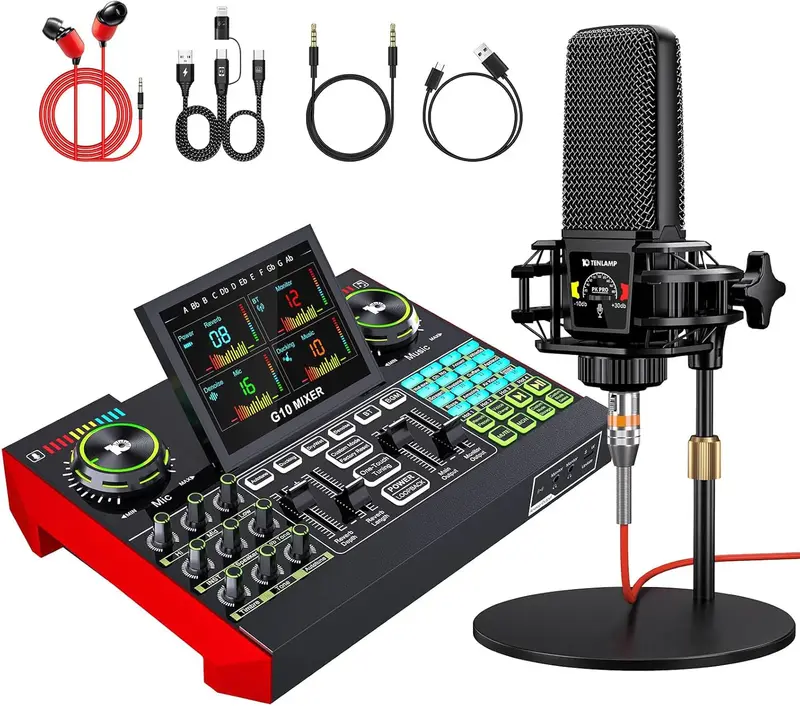 Streaming Audio Bundle — Condenser Mic, USB Sound Card & Mixer for Gamers, Podcasters & Mobile Content Creators