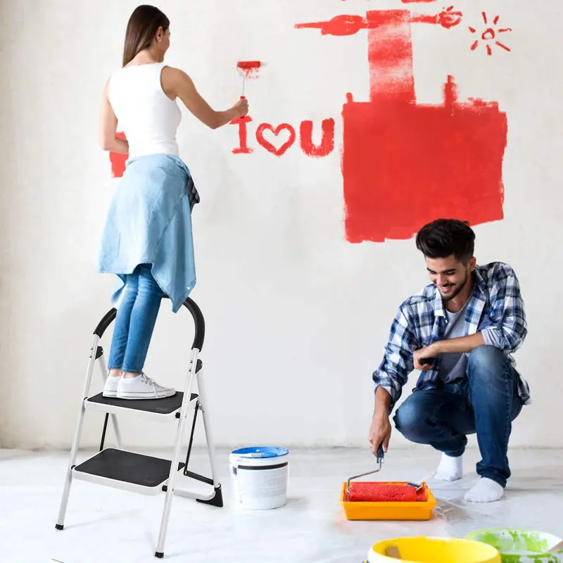 Sturdy 2-Step Folding Step Stool with Reinforced Platform