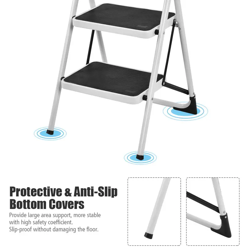 Sturdy 2-Step Folding Step Stool with Reinforced Platform