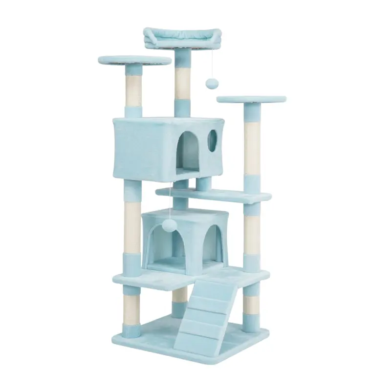 Sturdy Cat Tree with Elevated Perch, Scratching Posts, and Enclosed Condos 2