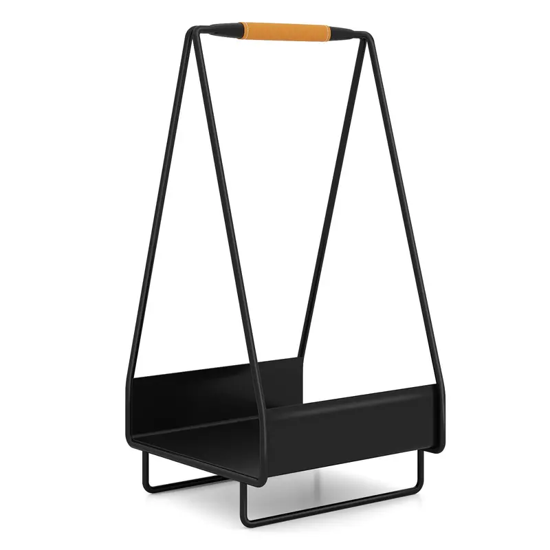Sturdy Square-Design Metal Log Holder with Carry Handle and Floor-Stable Base 2