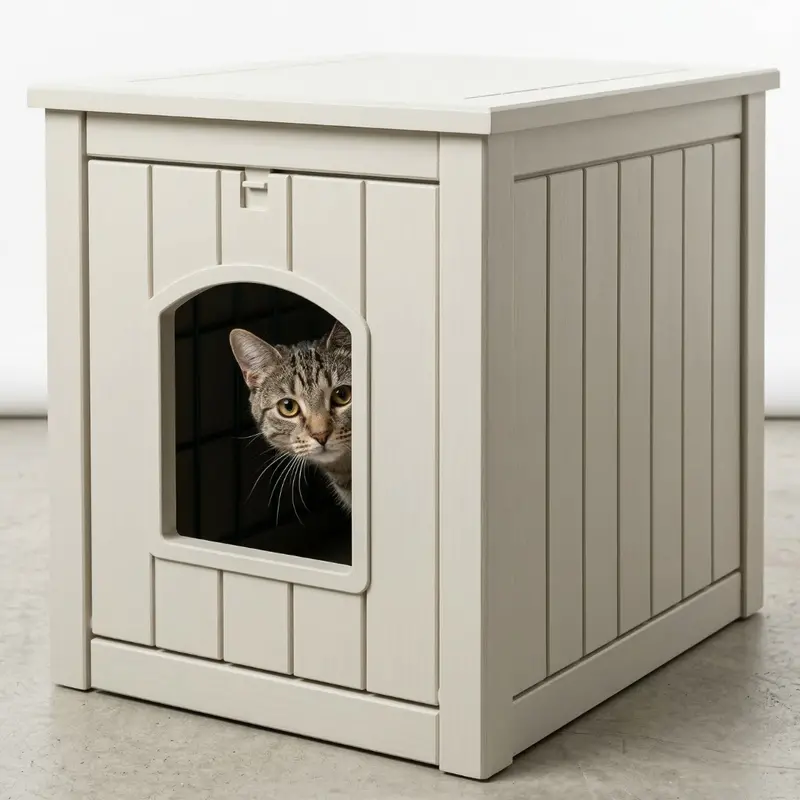 Stylish Cat Litter Enclosure Designed as a Functional Side Table
