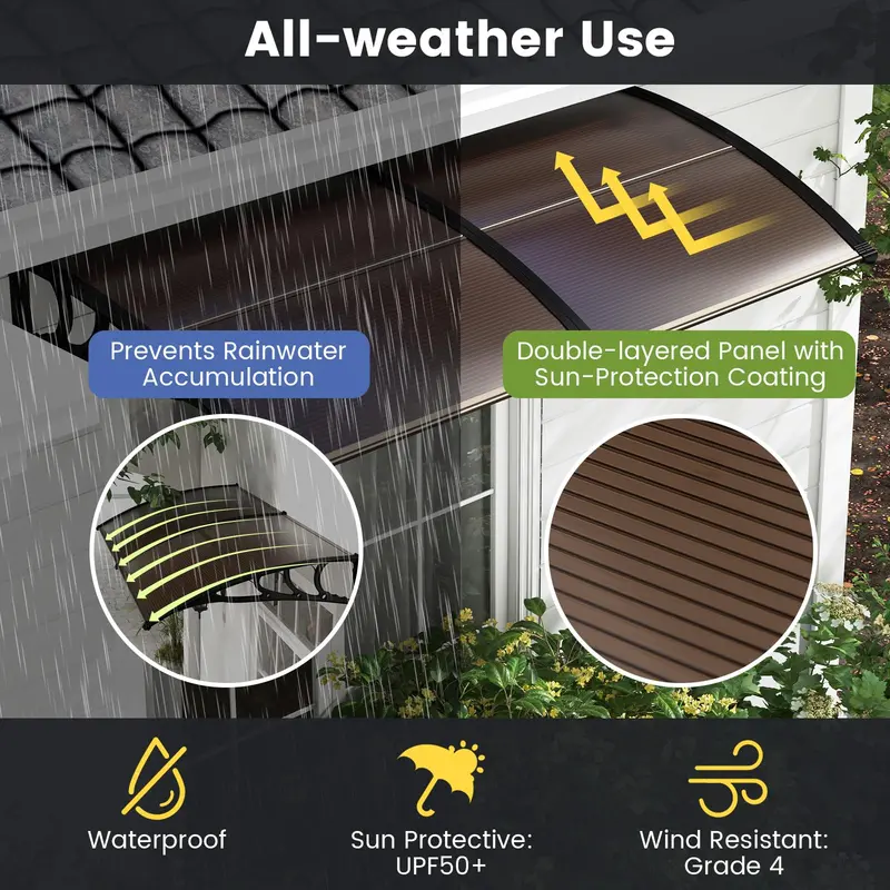 Sun and Rain-Resistant Window or Door Awning – UPF 50+ UV Protection