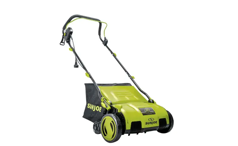 Sun Joe AJ805E Electric Lawn Dethatcher – 15" Width, 13 Amp Motor with Grass Collection Bag