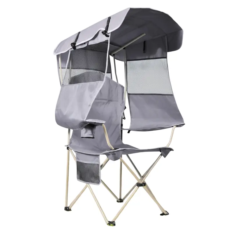 Sun-Protected Folding Camping Chair with Adjustable Canopy and Rear Shade Panel 2